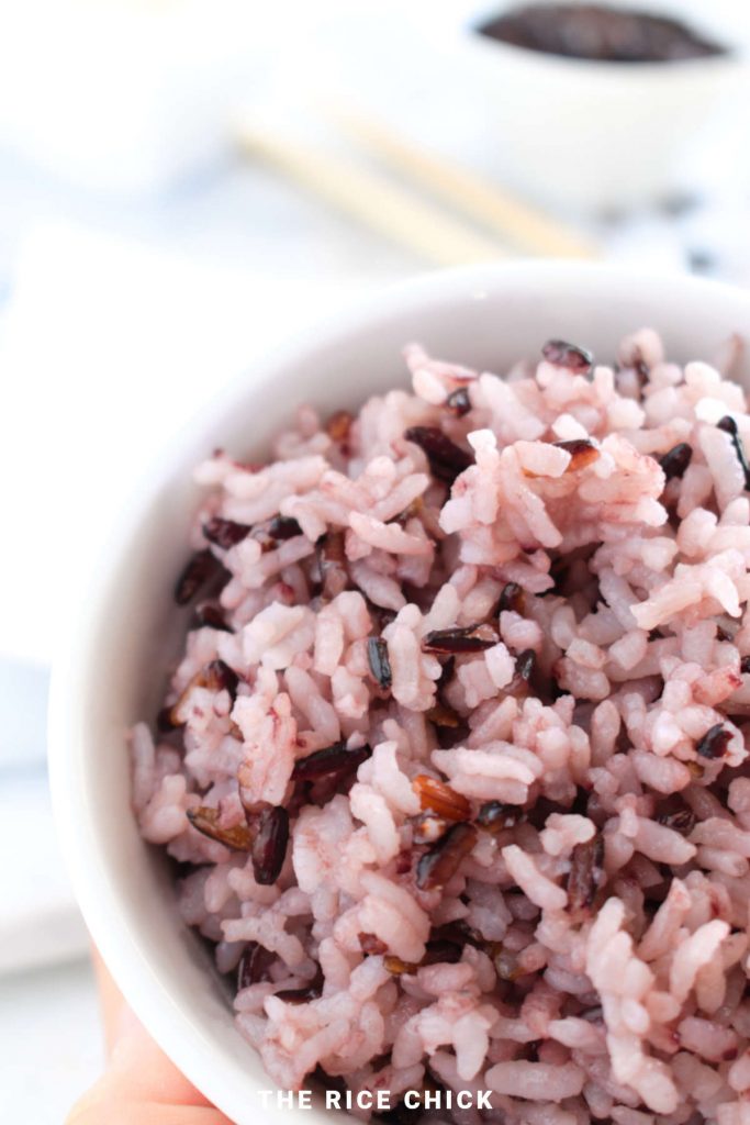 Close up image of Korean purple rice.