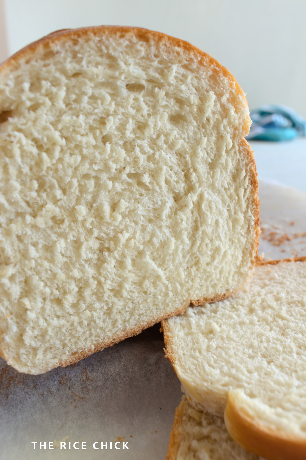 Close up image of cut mochi bread.