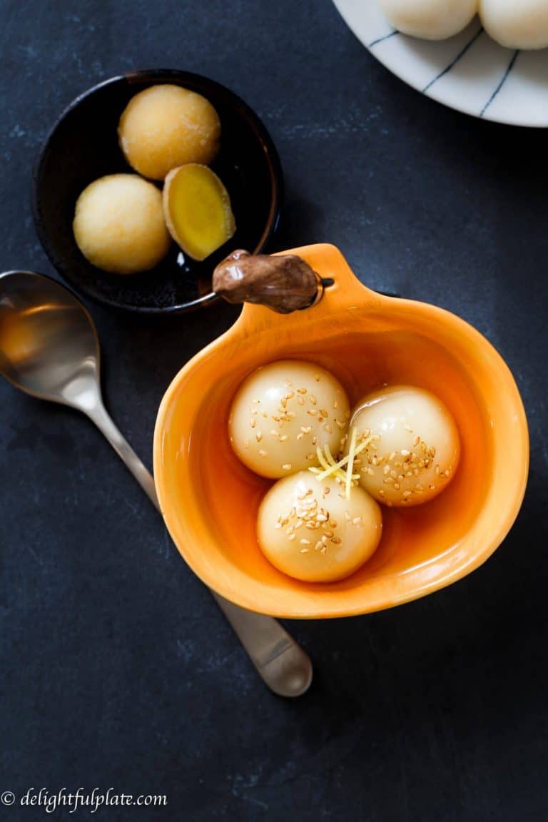 Vietnamese glutinous rice balls in a ginger syrup.