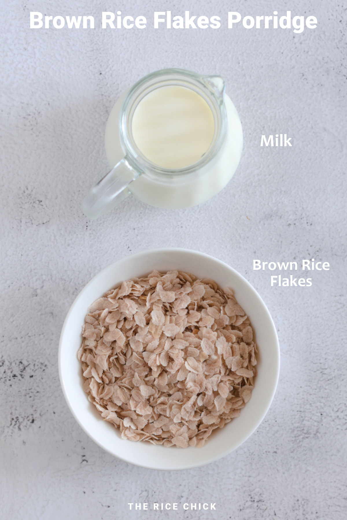 Brown rice flakes porridge ingredients.