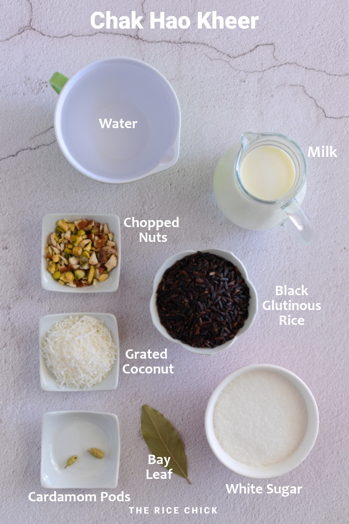 Ingredients for chak hao kheer.