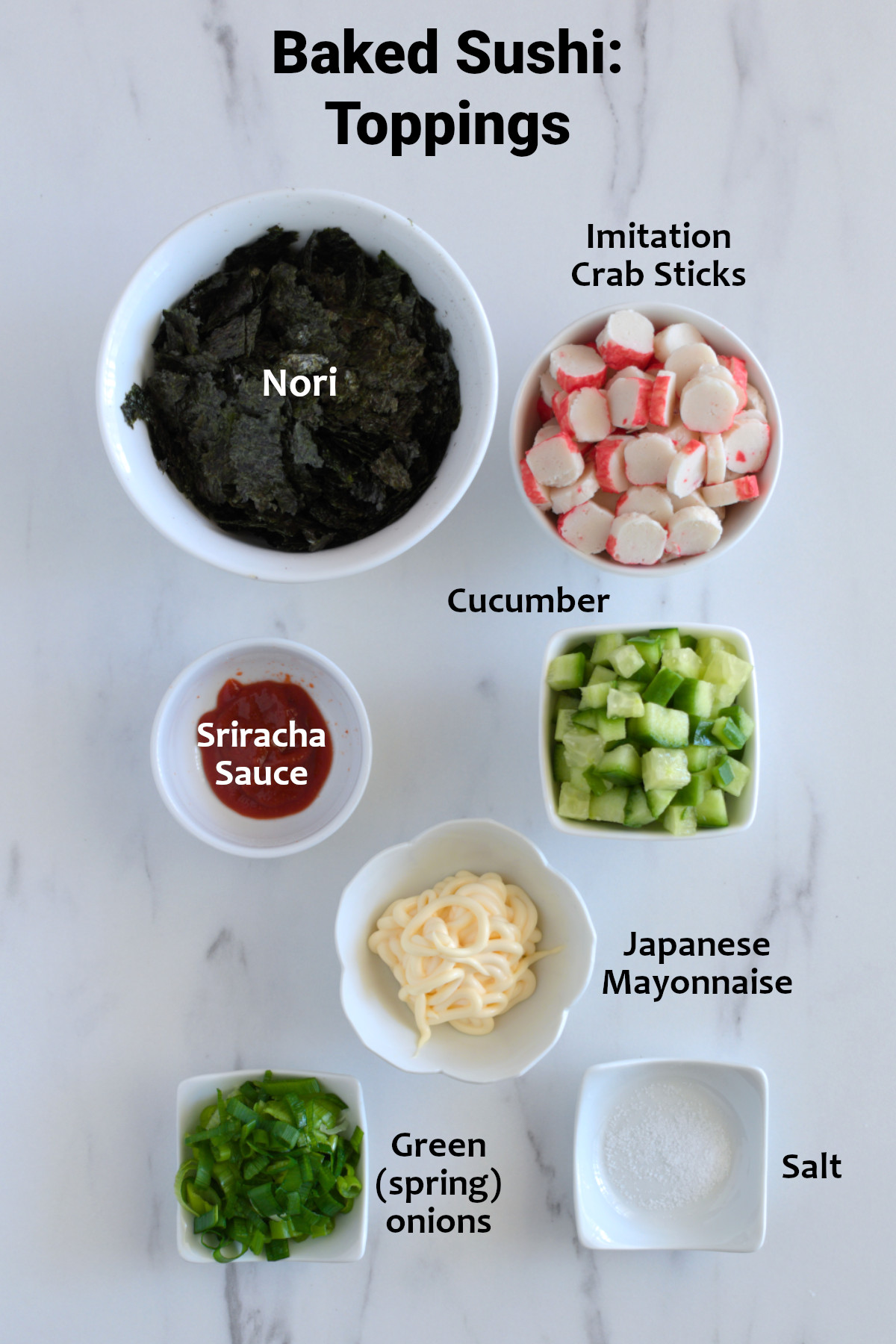 Ingredients for baked sushi topping.
