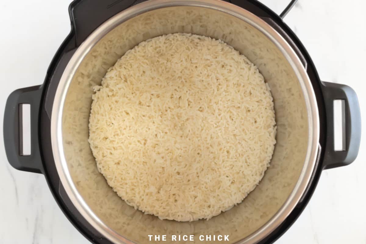 Cooked basmati rice in the instant pot.