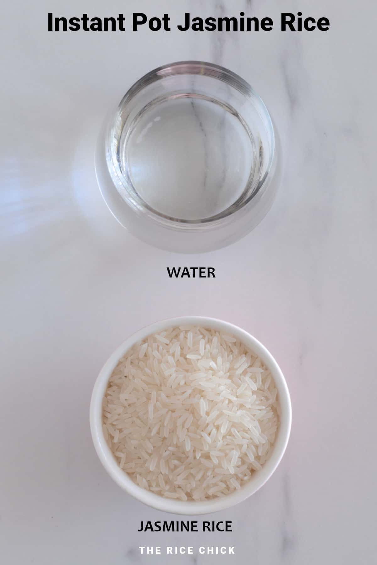 Ingredients for instant pot jasmine rice.