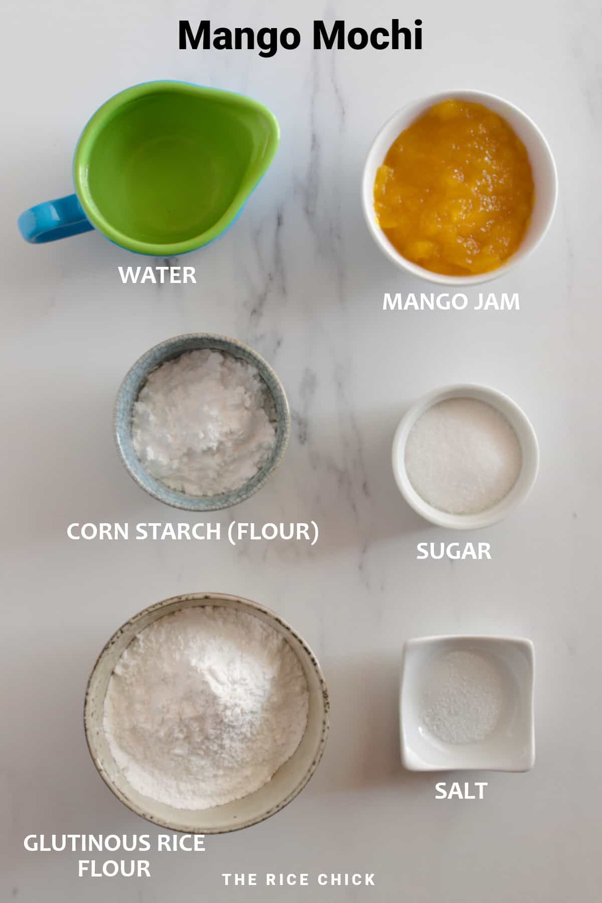 Ingredients for mango mochi.