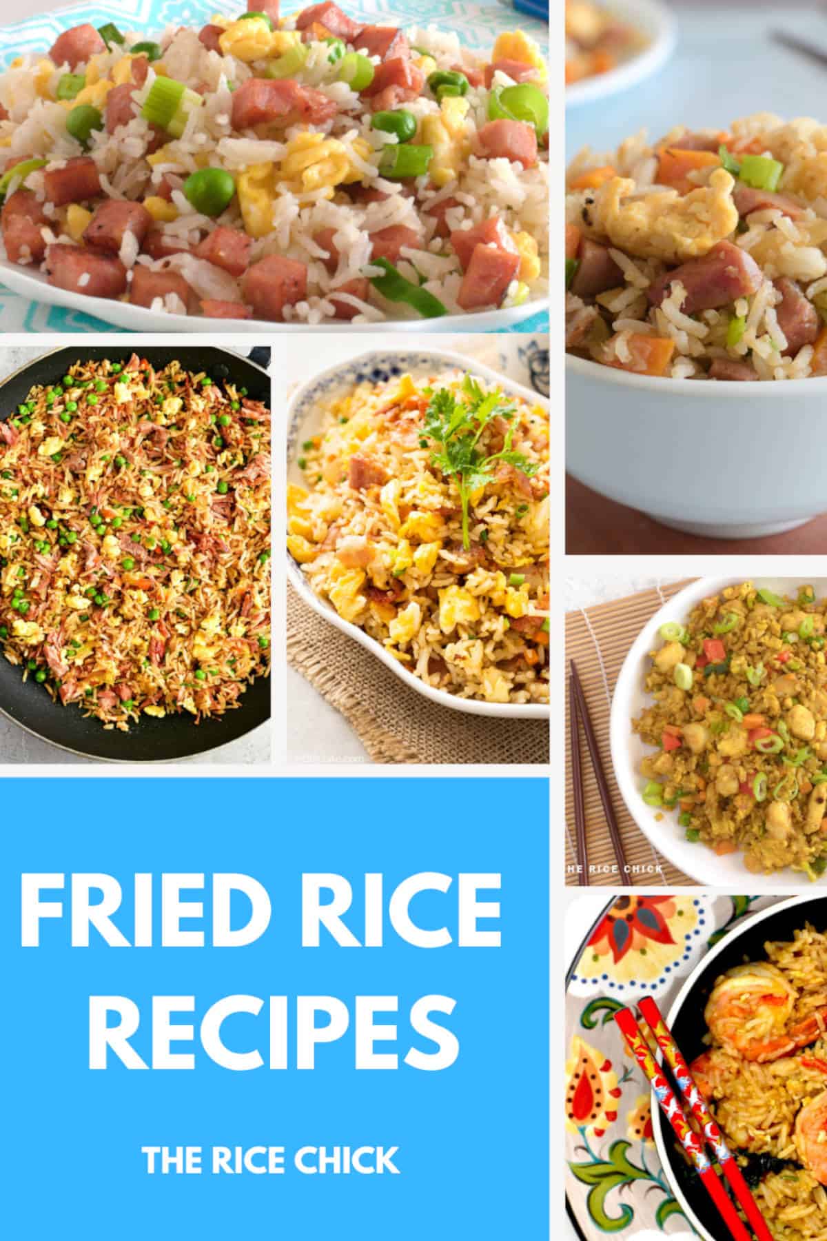 A collage for fried rice recipe images.