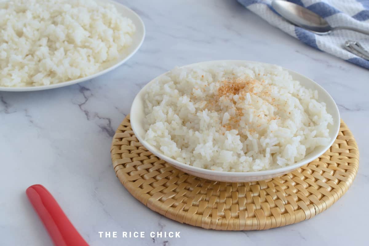 Close up image of coconut rice.