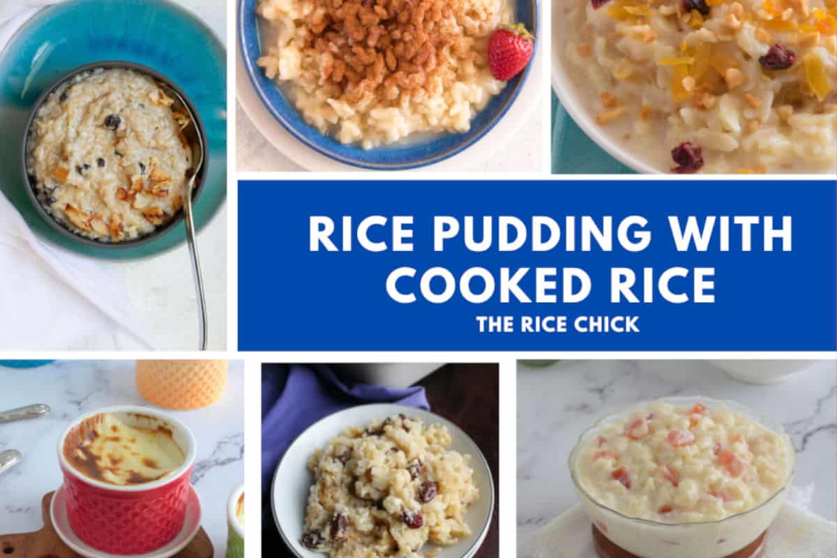 Collection of rice pudding images.