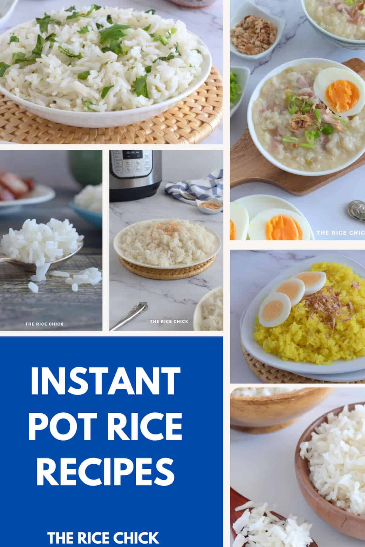 Collection of Instant Pot rice recipe images.