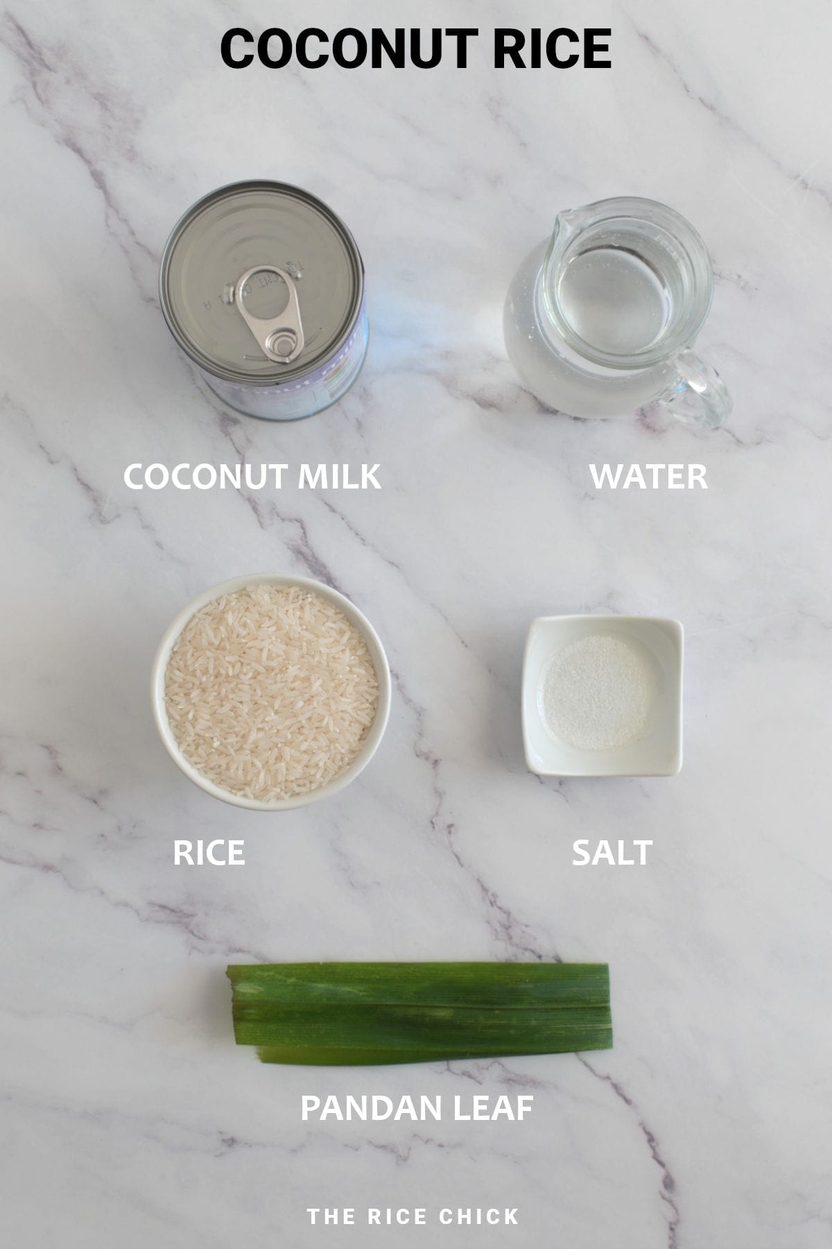 Ingredients for coconut rice.