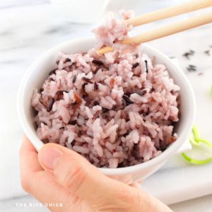 Korean purple rice in a bowl.