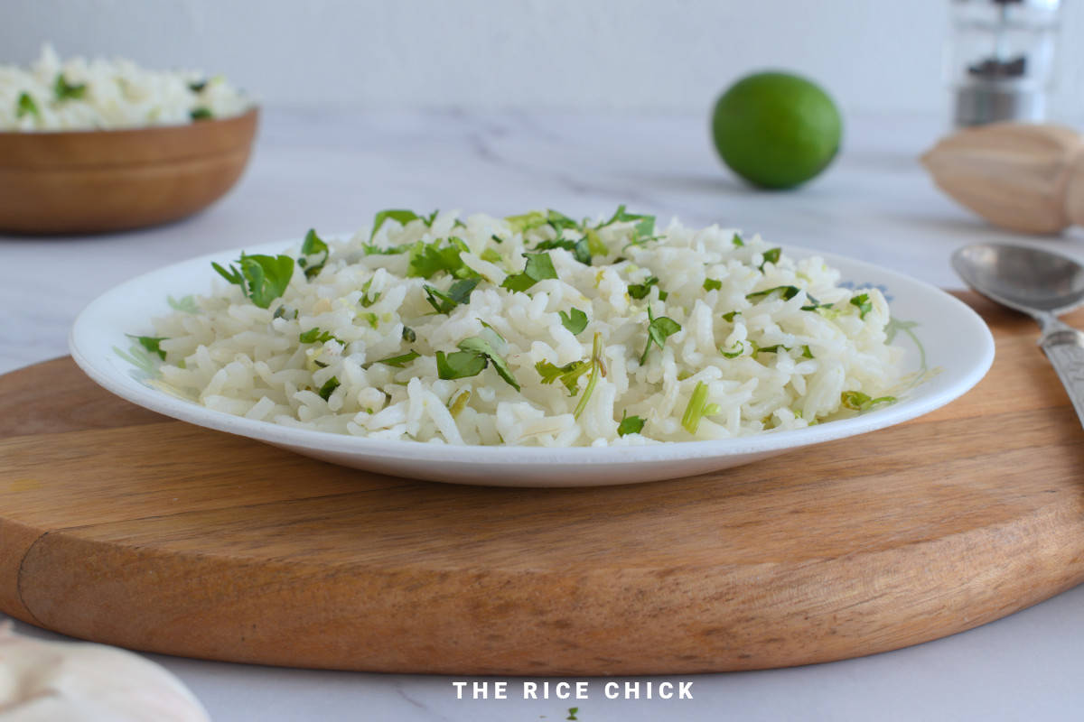 Close up image of cilantro lime rice.