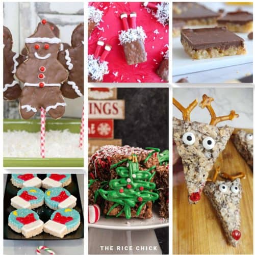 Collection of rice Krispies recipes for Christmas.