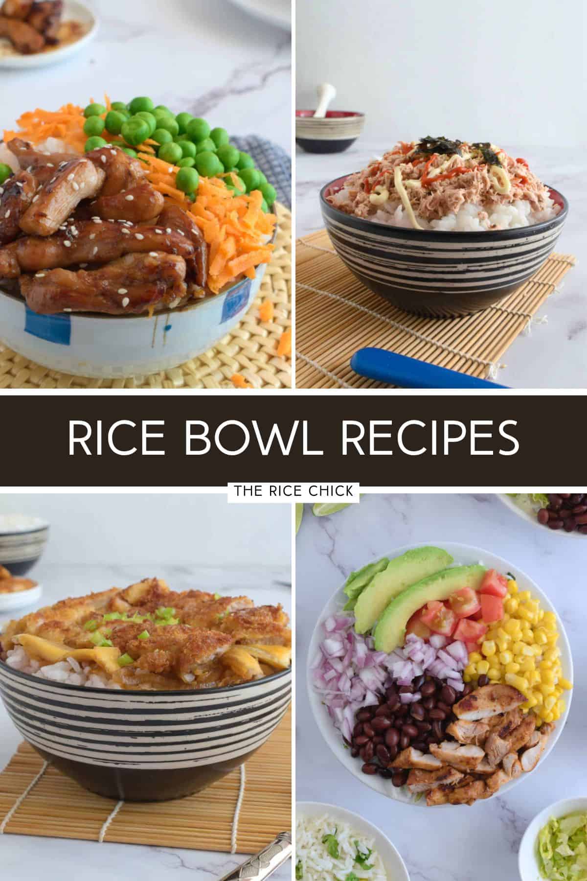 Collection of rice bowl recipes.