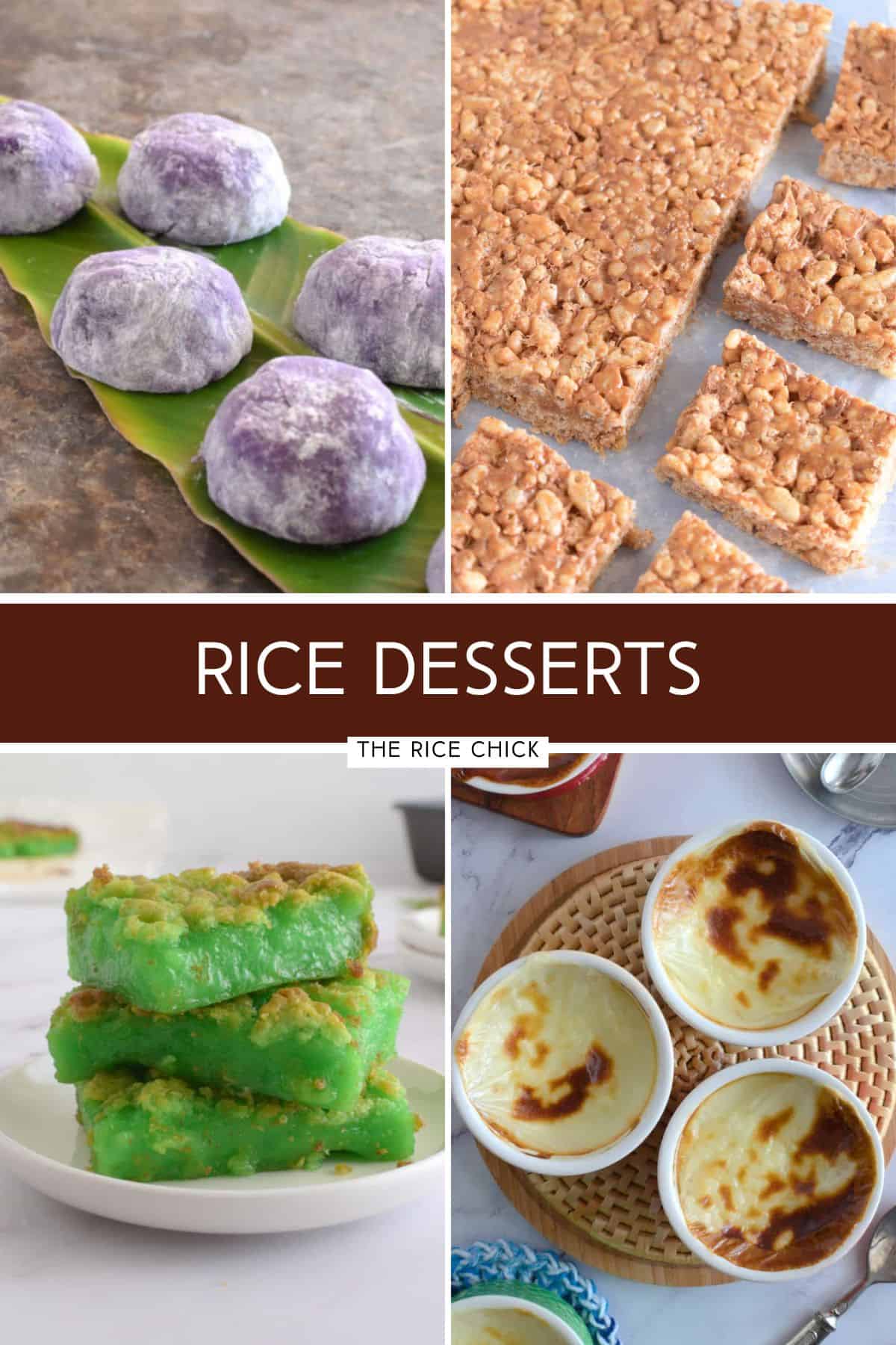 Collection of desserts with rice.