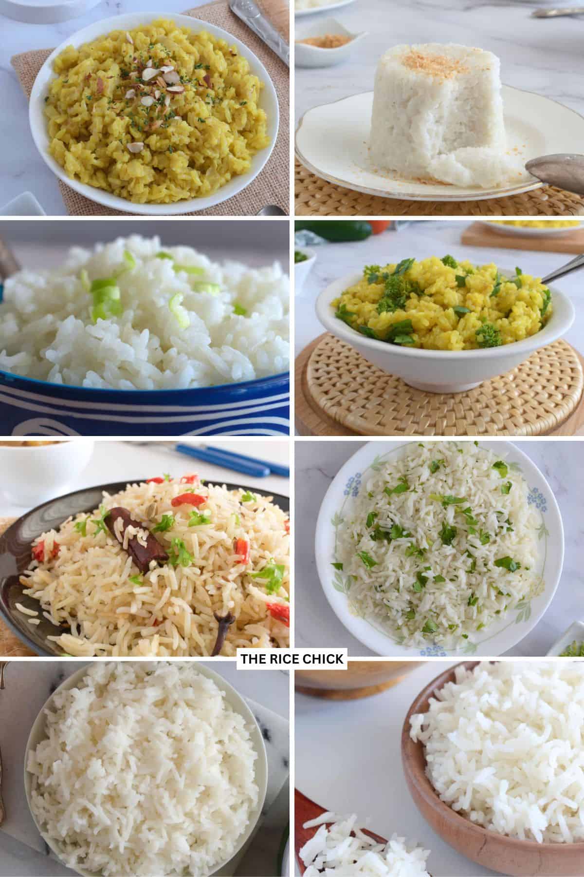 Collage of rice recipes.