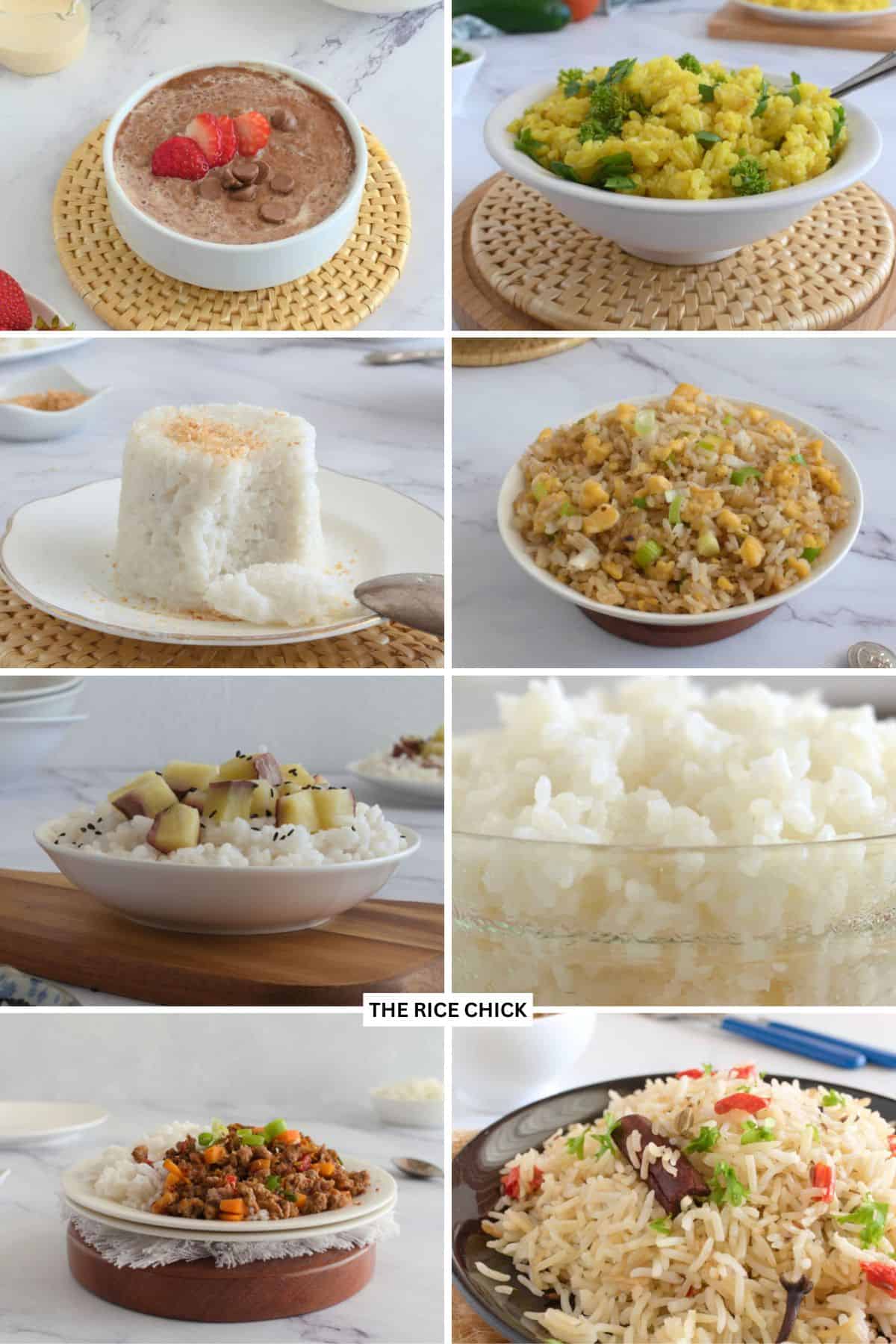 Collage of rice recipes.