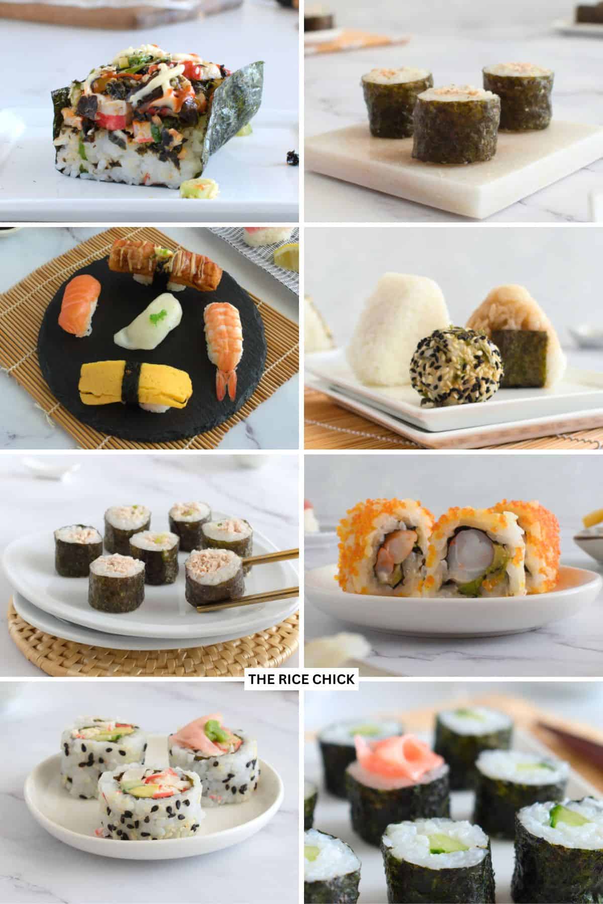 Collage of sushi recipes.