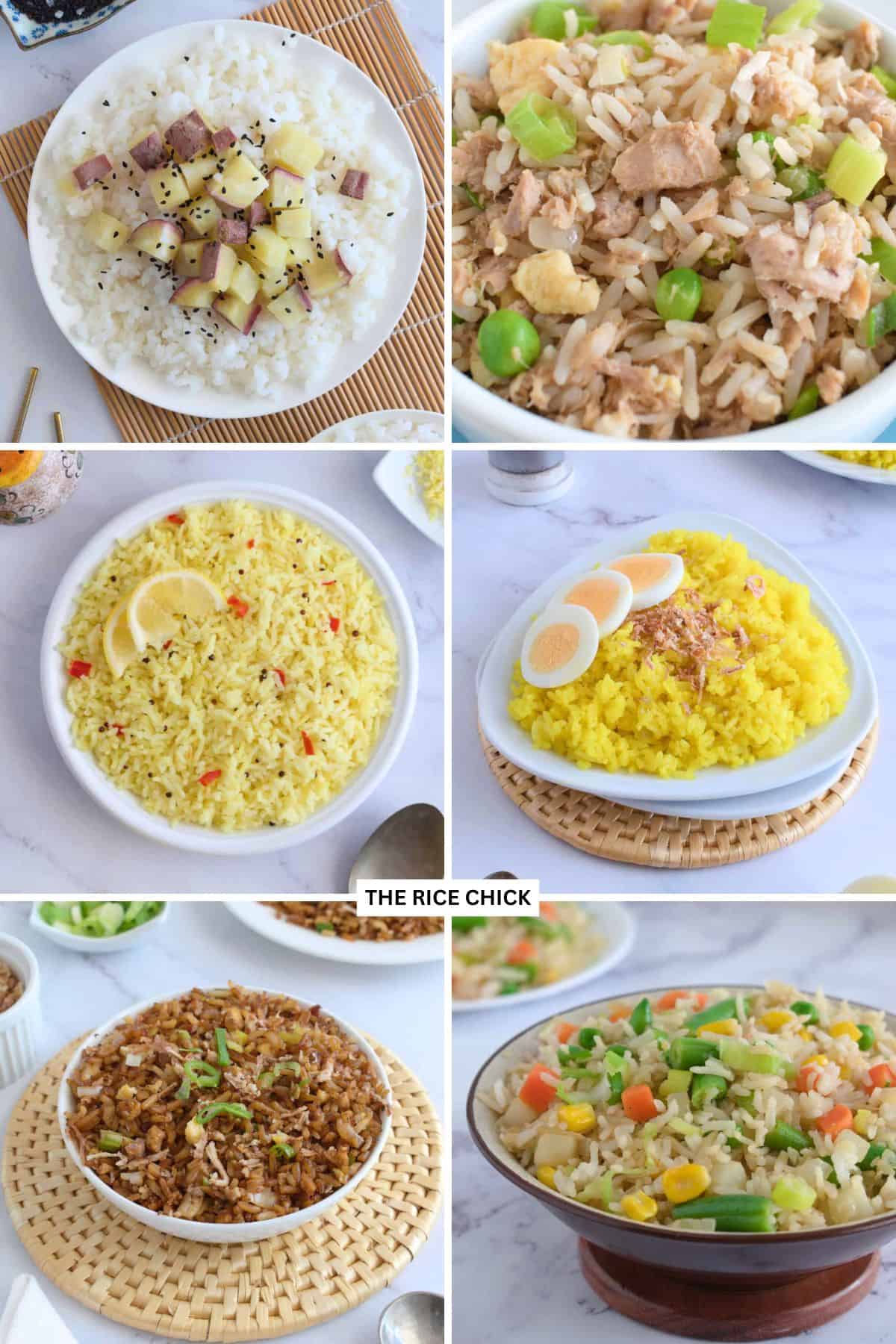 Collection of various rice dishes.