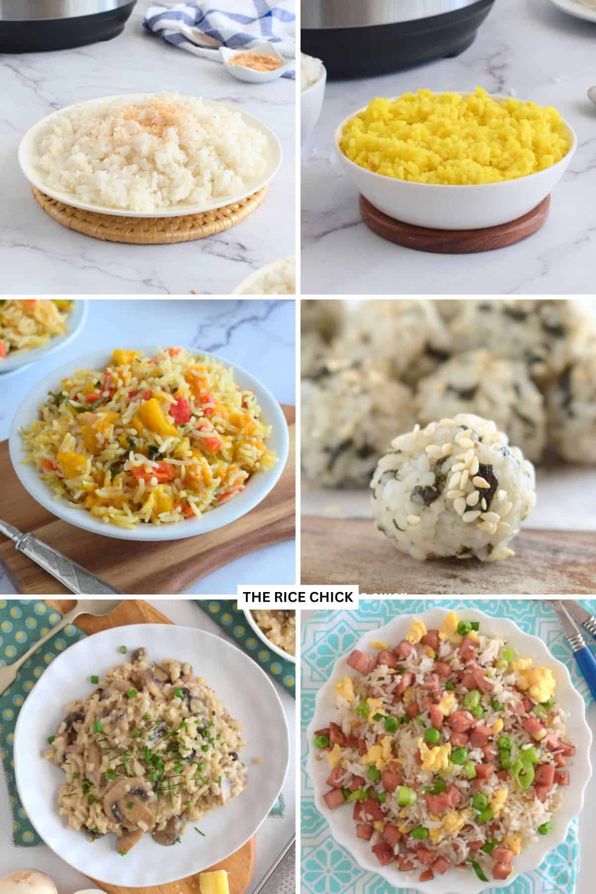 Collage of low effort rice dishes.