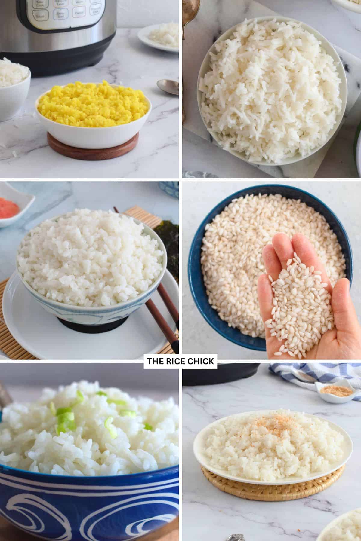 Collage of rice images.