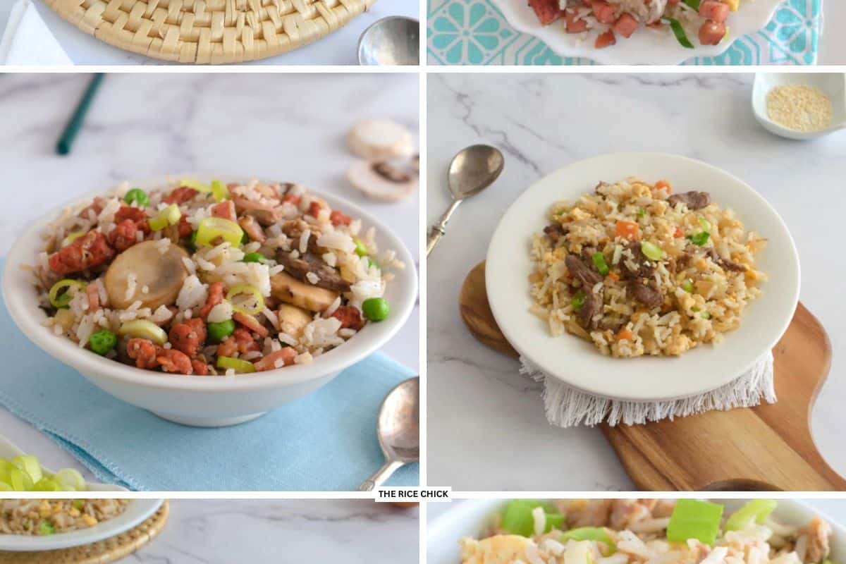 Chorizo fried rice and char siu fried rice.