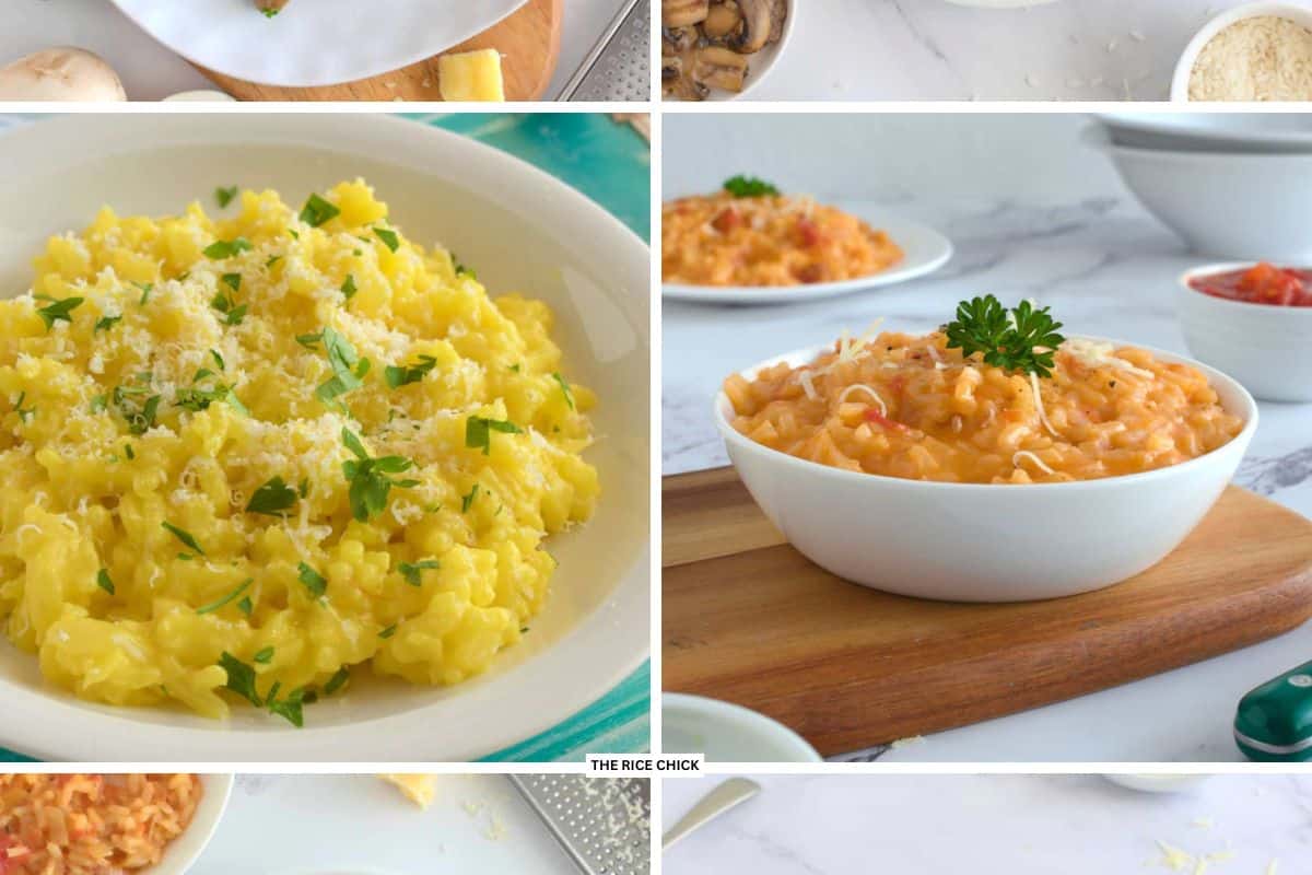 Saffron risotto and risotto marinara.