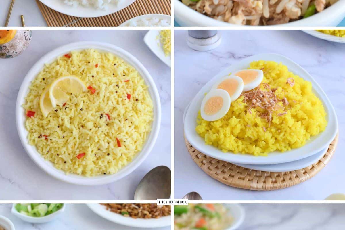 Lemon rice and yellow rice.