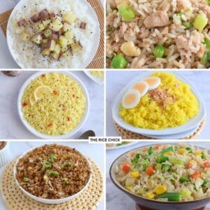 Collection of 6 rice dishes.