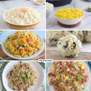 Collage of rice dishes.