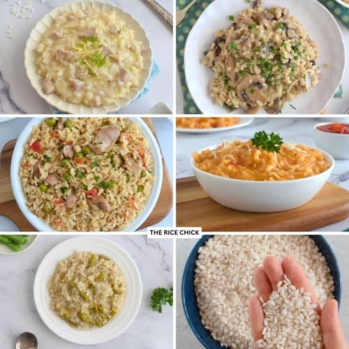 Collage of rice dishes.